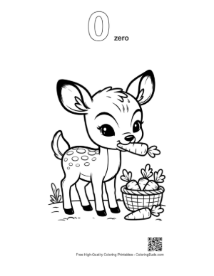 Thumbnail: Sweet Fawn Carrying a Basket of Fruit and Flowers Printable Outline Number 0