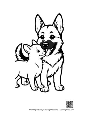 Thumbnail: Adorable German Shepherd Mom and Puppy Cuddling