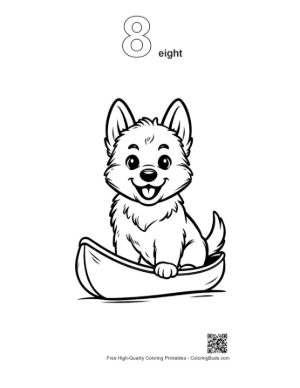 Thumbnail: Becgie Puppy Playing with a Ball Near Garden Plants and Flowers Nature Line Art Printable Outline Number 8
