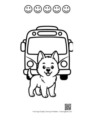 Thumbnail: Brave Becgie Puppy Rowing a Wooden Boat on a Lake: Adventurous Pet Line Art Printable and 5 Happy Face Outline