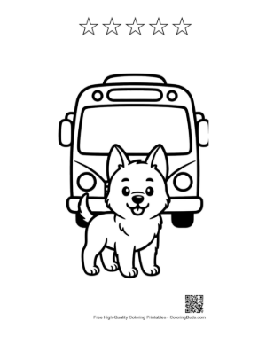 Thumbnail: Brave Becgie Puppy Rowing a Wooden Boat on a Lake: Adventurous Pet Line Art Printable and 5 Star Outline
