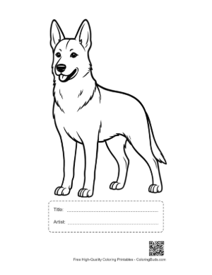Thumbnail: Cheerful German Shepherd Standing Proudly Printable with Title and Artist Box