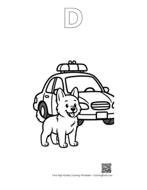 Thumbnail: Free Becgie to Color Printable Outline Alphabet D