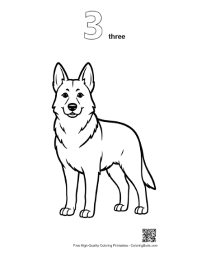 Thumbnail: Standing German Shepherd Line Art Printable Outline Number 3