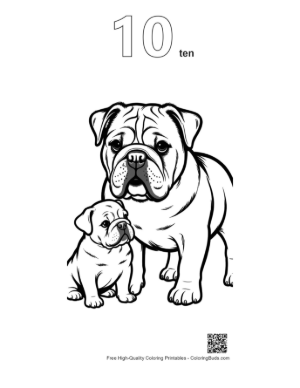 Thumbnail: Adorable Bulldog Mom and Puppy Printable Outline Number 10