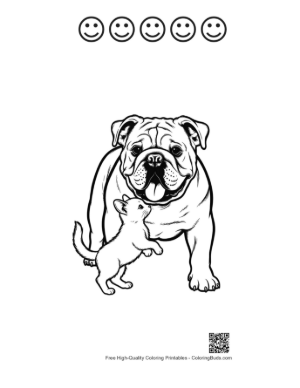 Thumbnail: Bulldog and Kitten Friendship Printable and 5 Happy Face Outline
