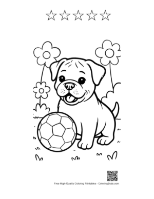 Thumbnail: Bulldog Coloring Page Printable and 5 Star Outline