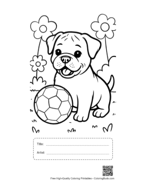 Thumbnail: Bulldog Coloring Page Printable with Title and Artist Box
