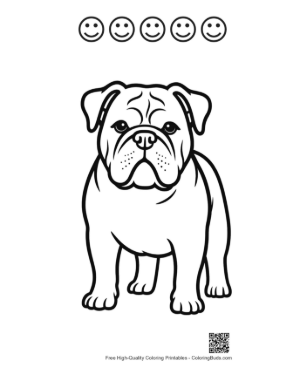 Thumbnail: Cute Bulldog Line Art Portrait Printable and 5 Happy Face Outline