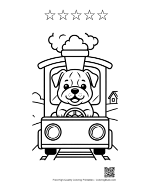 Thumbnail: Easy Bulldog Coloring Page Printable and 5 Star Outline