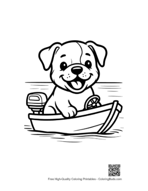 Thumbnail: Happy Bulldog Puppy Enjoying a Boat Trip Printable