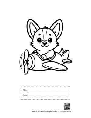 Thumbnail: Corgi Puppy Flying a Plane with a Rotating Propeller Printable with Title and Artist Box