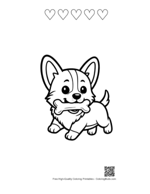 Thumbnail: Corgi to Color Printable and 5 Heart Outline