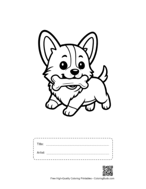 Thumbnail: Corgi to Color Printable with Title and Artist Box