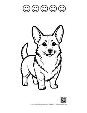 Thumbnail: Cute Cartoon Corgi Puppy Outline Printable and 5 Happy Face Outline
