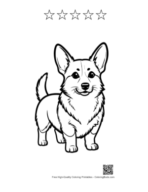 Thumbnail: Cute Cartoon Corgi Puppy Outline Printable and 5 Star Outline