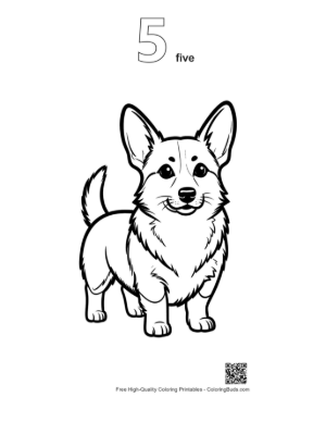 Thumbnail: Cute Cartoon Corgi Puppy Outline Printable Outline Number 5