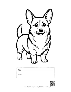 Thumbnail: Cute Cartoon Corgi Puppy Outline Printable with Title and Artist Box