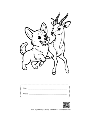 Thumbnail: Cute Corgi and Antelope Friendship Printable with Title and Artist Box