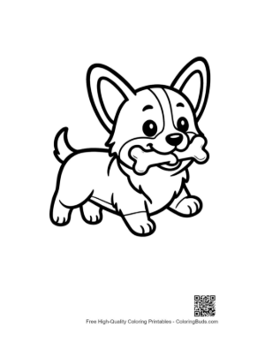 Thumbnail: Cute Corgi for Kids Printable