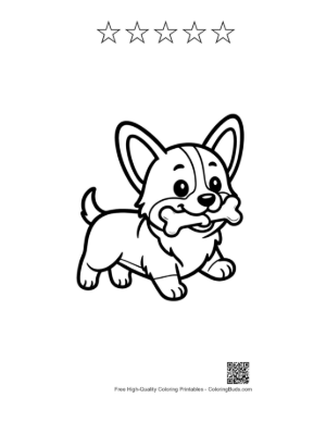 Thumbnail: Cute Corgi for Kids Printable and 5 Star Outline