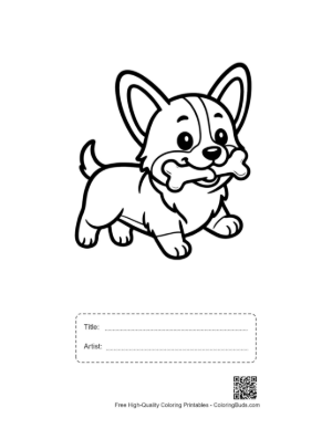 Thumbnail: Cute Corgi for Kids Printable with Title and Artist Box