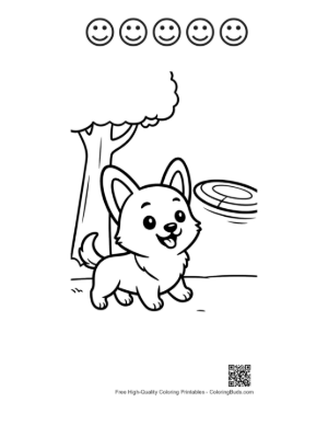 Thumbnail: Cute Corgi Printable and 5 Happy Face Outline
