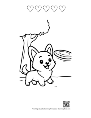 Thumbnail: Cute Corgi Printable and 5 Heart Outline