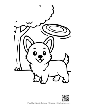 Thumbnail: Cute Corgi Puppy Playing with a Frisbee in the Park Printable