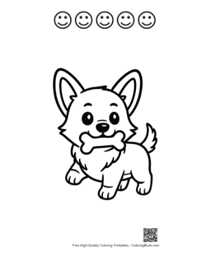 Thumbnail: Free Corgi Coloring Page Printable and 5 Happy Face Outline