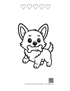 Thumbnail: Free Corgi Coloring Page Printable and 5 Heart Outline