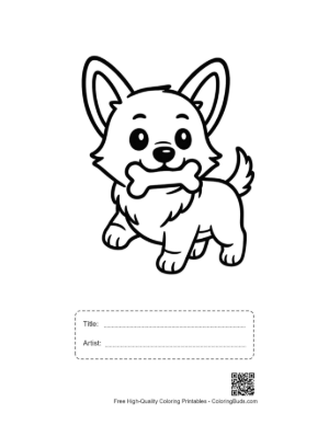 Thumbnail: Free Corgi Coloring Page Printable with Title and Artist Box