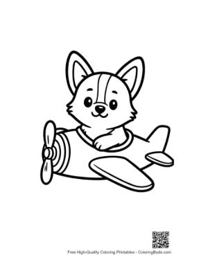 Thumbnail: Funny Corgi Puppy Flying an Airplane in the Sky Printable