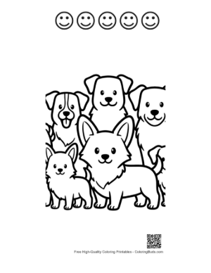 Thumbnail: Group of Cute Dogs with Corgi Star Printable and 5 Happy Face Outline
