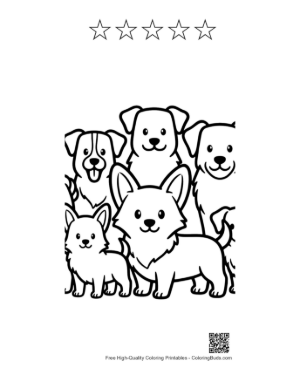 Thumbnail: Group of Cute Dogs with Corgi Star Printable and 5 Star Outline