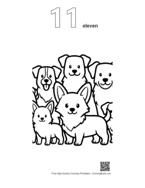 Thumbnail: Group of Cute Dogs with Corgi Star Printable Outline Number 11