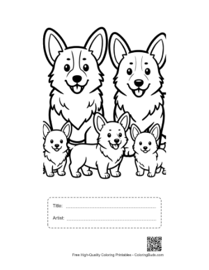 Thumbnail: Happy Corgi Family Portrait Printable with Title and Artist Box