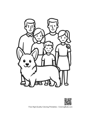 Thumbnail: Happy Family Posing with Cute Corgi