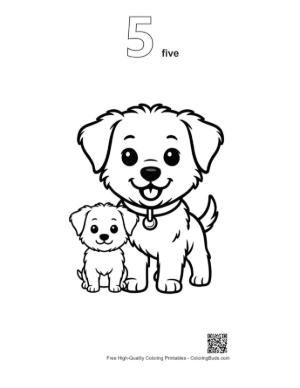 Thumbnail: Adorable Big and Little Pup Duo Printable Outline Number 5