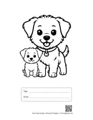 Thumbnail: Adorable Big and Little Pup Duo Printable with Title and Artist Box