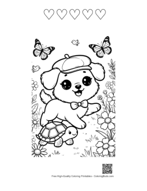 Thumbnail: Cute Cute Dogs Printable and 5 Heart Outline