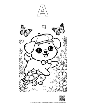 Thumbnail: Cute Cute Dogs Printable Outline Alphabet A