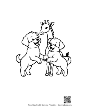 Thumbnail: Cute Puppies Hugging Giraffe Outline
