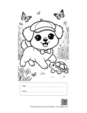 Thumbnail: Easy Cute Dogs Coloring Page Printable with Title and Artist Box