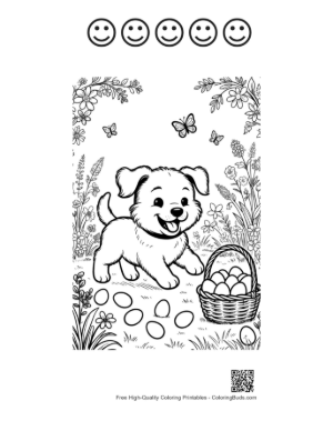 Thumbnail: Free Cute Dogs to Color Printable and 5 Happy Face Outline