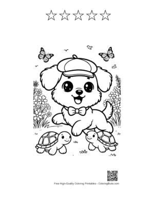 Thumbnail: Free Cute Dogs to Color Printable and 5 Star Outline
