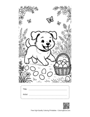 Thumbnail: Free Cute Dogs to Color Printable with Title and Artist Box