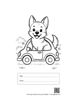 Thumbnail: Adorable German Shepherd Puppy Acting as a Car Driver Printable with Title and Artist Box