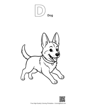 Thumbnail: Adorable German Shepherd Puppy Running on a Sunny Day Printable Outline Alphabet D Dog
