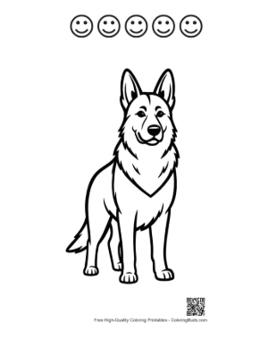 Thumbnail: Cheerful German Shepherd Outline Printable and 5 Happy Face Outline